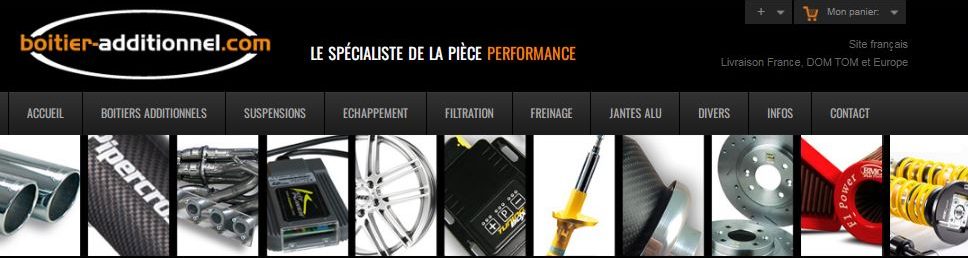 Bandeau du site boitier-additionnel.com à l’époque de la boutique : le spécialiste de la pièce performance